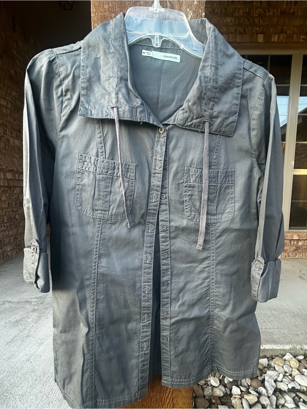 Light Gray Utility Button-Up Jacket
